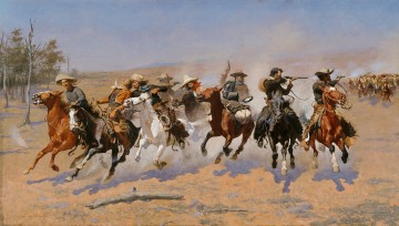 Indianer und Cowboy Werke - ein Strich für das Holz 1889 Frederic Remington Indiana Cowboy